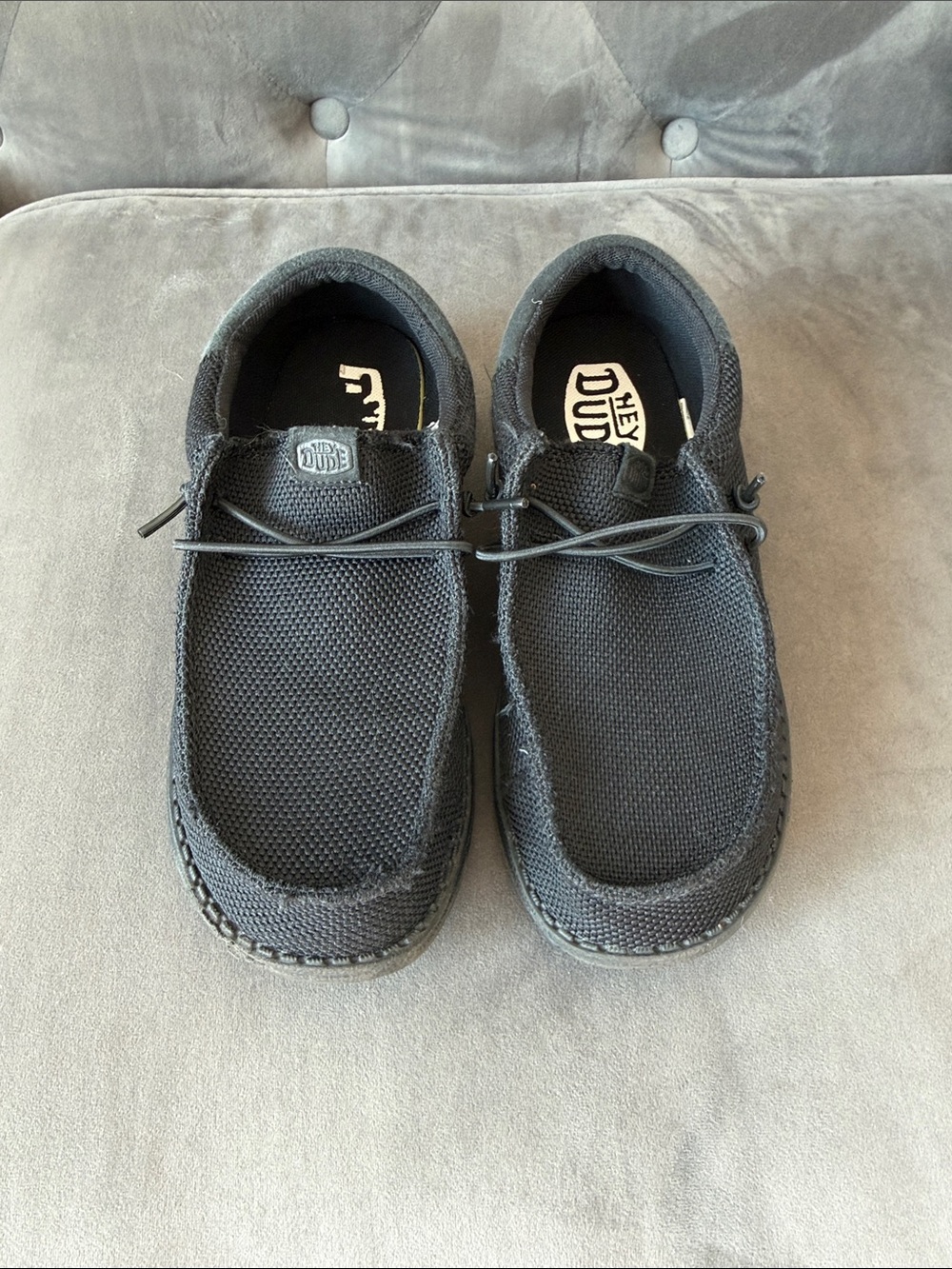Hey Dude Black Knit Slip-On Loafers